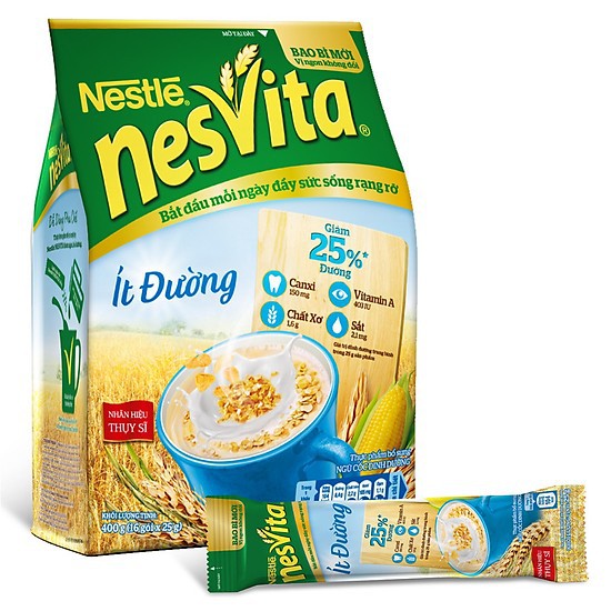 Ngũ cốc dinh dưỡng ít đường Nestle Nesvita 400g
