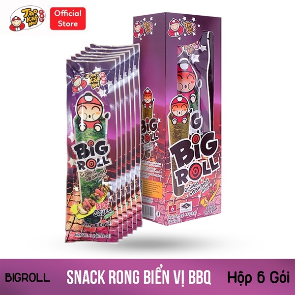 Bánh snack rong biển nướng giòn Big Roll vị thịt nướng 18g Thái Lan