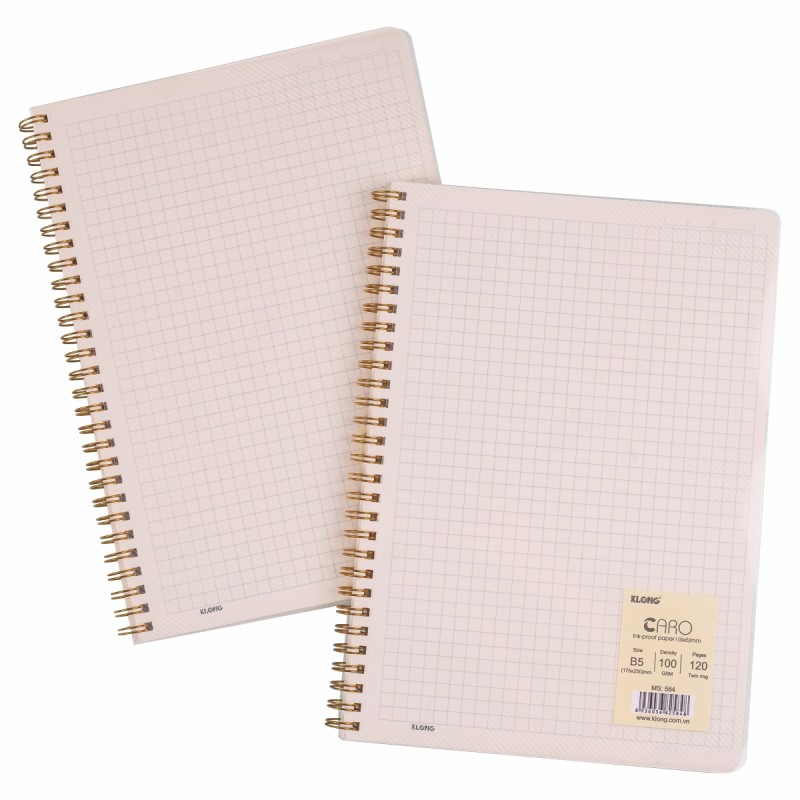 SổCaro K.Long lò so kép bìa nhựa 120T B5 TP584