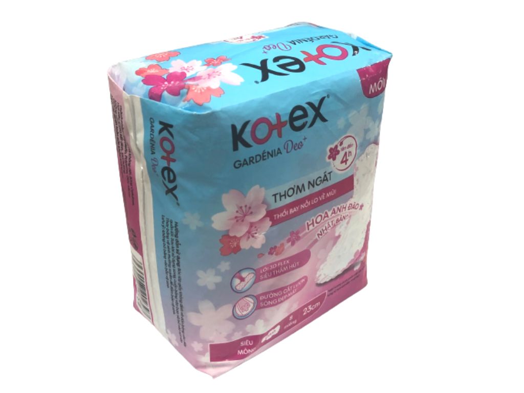 Băng vệ sinh Kotex Gardenia Deo hoa anh đào ban ngày không cánh 8M 23cm