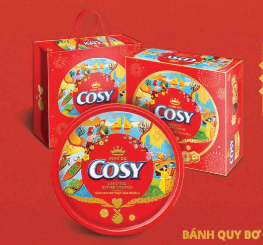 Bánh quy bơ thập cẩm socola hộp thiếc cosy Kinh Đô 378g