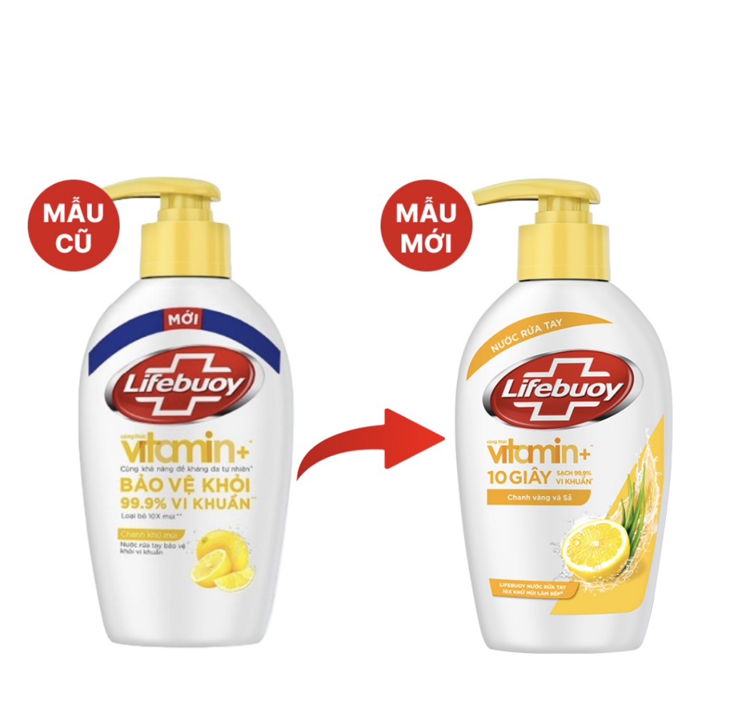 Nước rửa tay Lifebuoy 10X khử mùi làm bếp hương chanh sả 180g