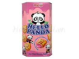 Bánh gấu Hello Panda kem dâu Meiji 50g Singapore