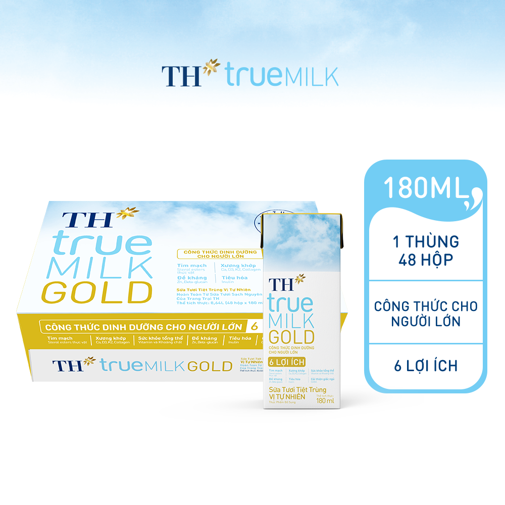Sữa tươi tiệt trùng TH true milk gold vị tự nhiên 180ml