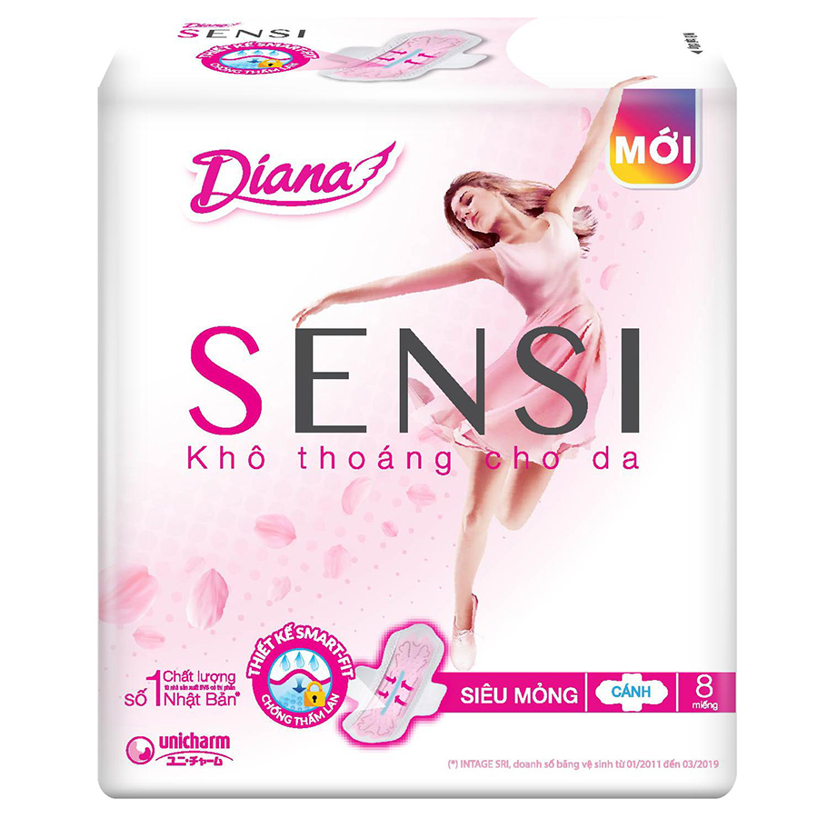 Băng vệ sinh Diana sensi siêu mỏng cánh 8M