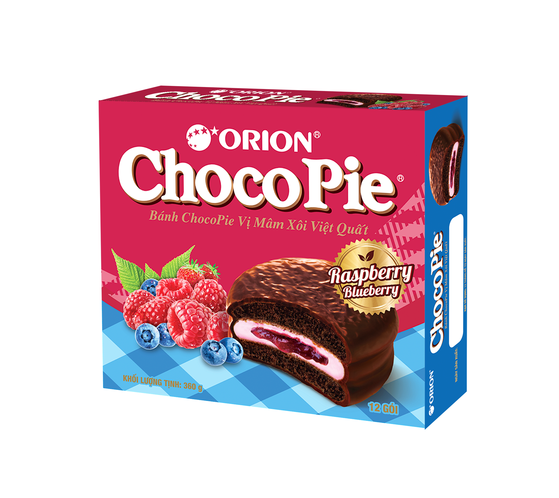 Bánh Chocopie Orion vị mâm xôi việt quất 360g