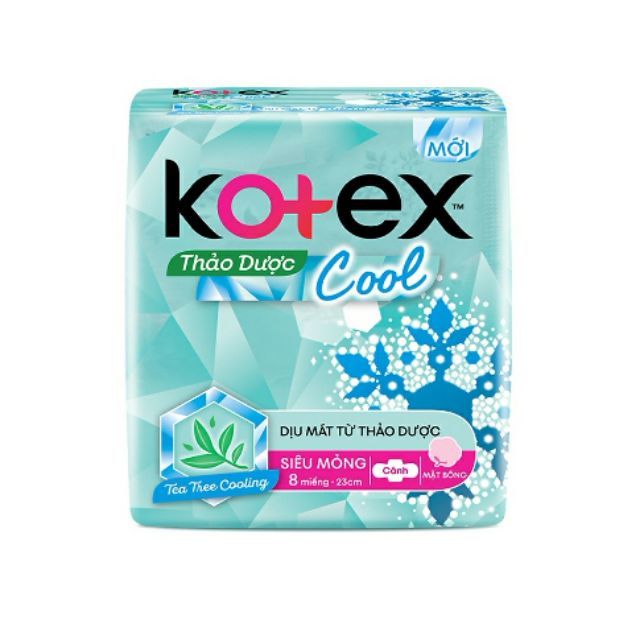 Băng vệ sinh Kotex thảo dược cool siêu mỏng cánh 8M