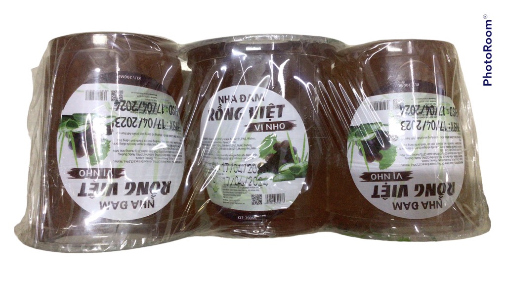 Thạch nha đam cốc vị nho Rồng Việt 200ml