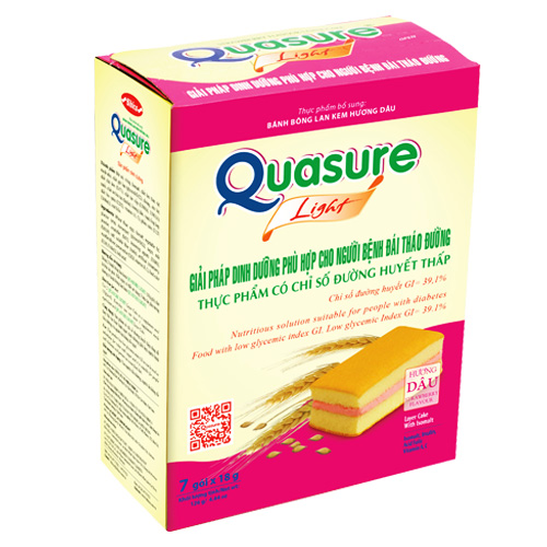 Bánh bông lan kem hương dâu dành cho người bệnh đái tháo đường Quasurel Light laycake 126g