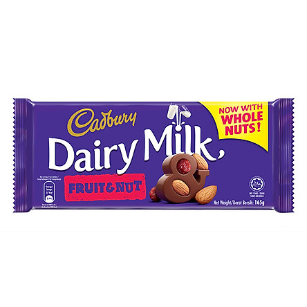 Socola trái cây và hạt Cadbury Dairy Milk Thụy Sĩ 160g