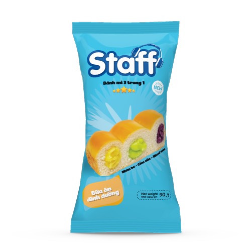 Bánh mì Staff 3in1 nhân bơ-cốm-khoai môn 90g