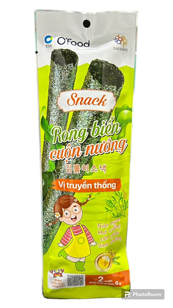 Snack rong biển cuộn nướng vị truyền thống O'Food 6g
