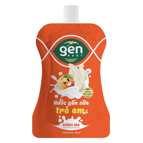 Nước yến sữa trẻ em hương đào, vali Gennest 105ml