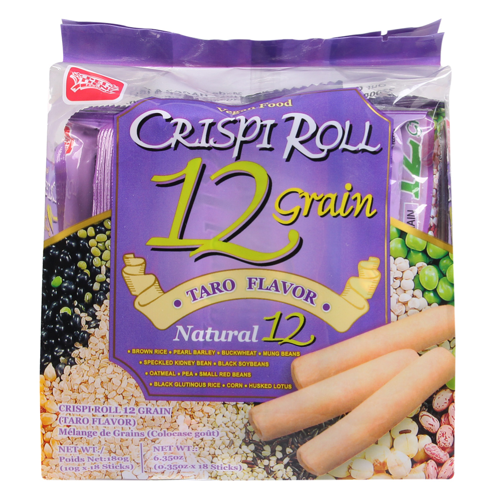 Bánh Crispi roll 12 loại ngũ cốc vị khoai môn Đài Loan 180g
