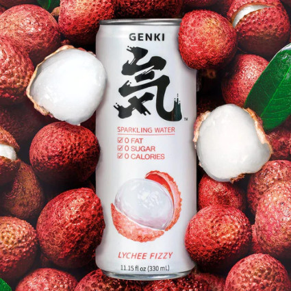 Nước có gas Genki Sparkling vị vải Singapore 330ml
