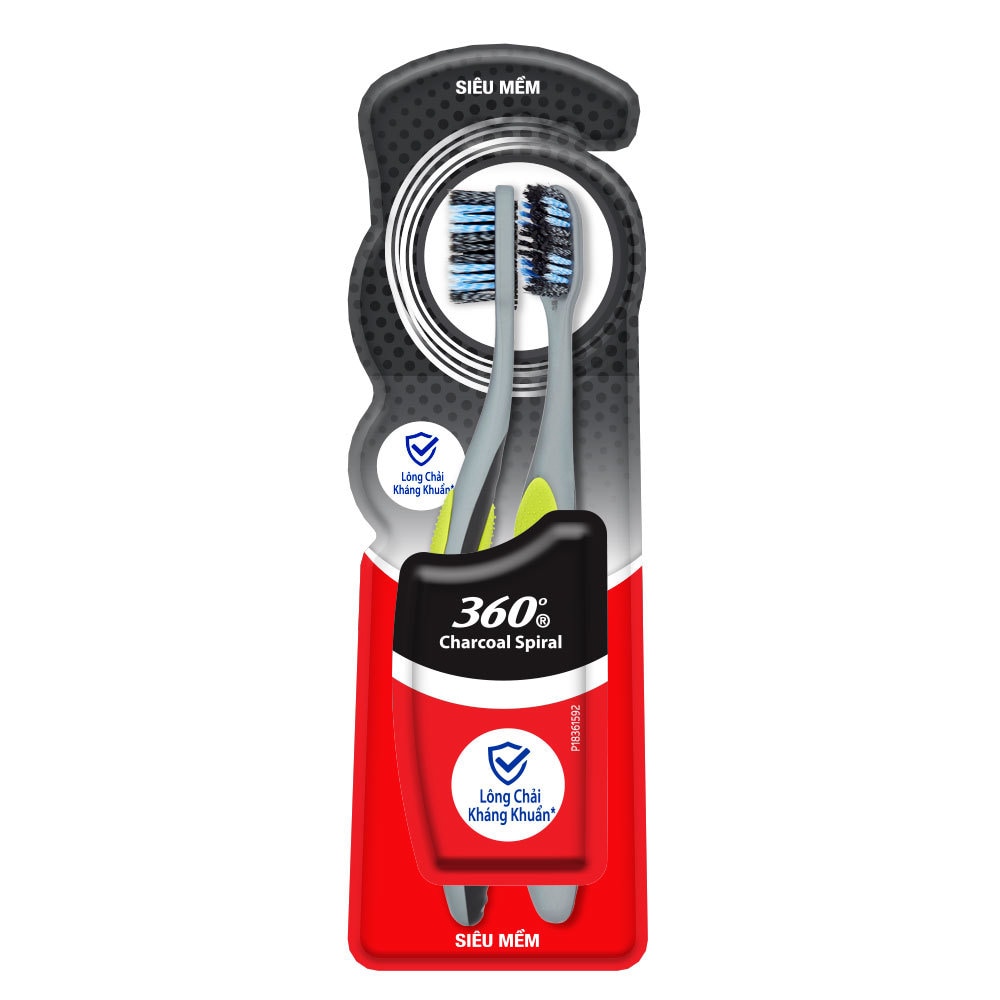 Set 2 Bàn chải Colgate Charcoal Spiral lông xoắn kép