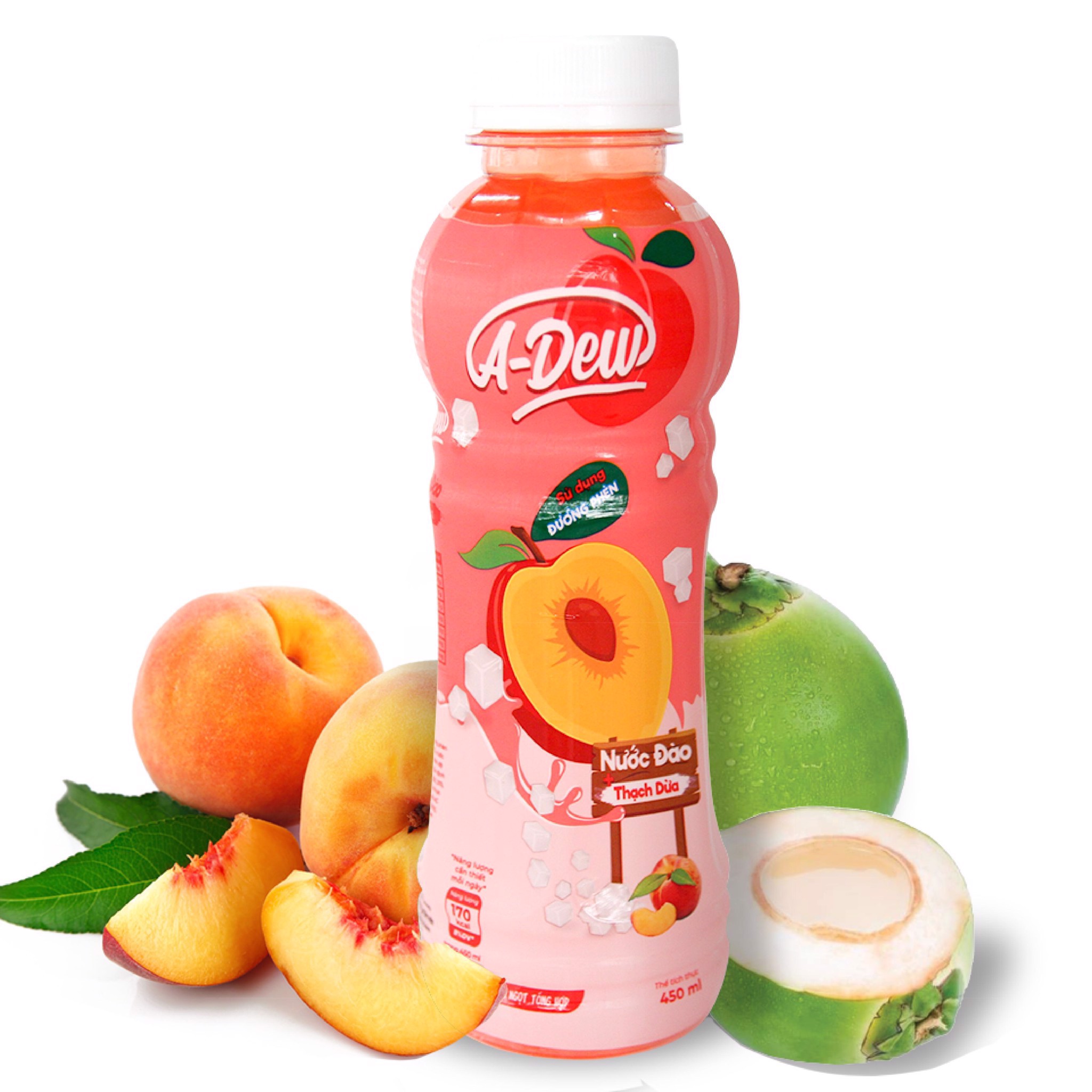 Nước đào thạch dừa A-Dew 450ml