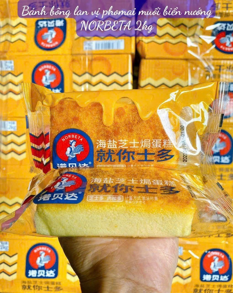 Bánh bông lan Norbeta vị phomai muối biển nướng