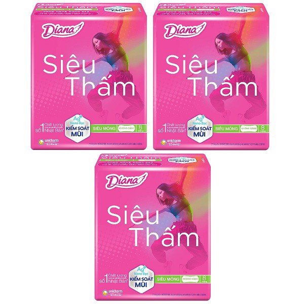 Băng vệ sinh Diana Siêu thấm siêu mỏng không  cánh 8M