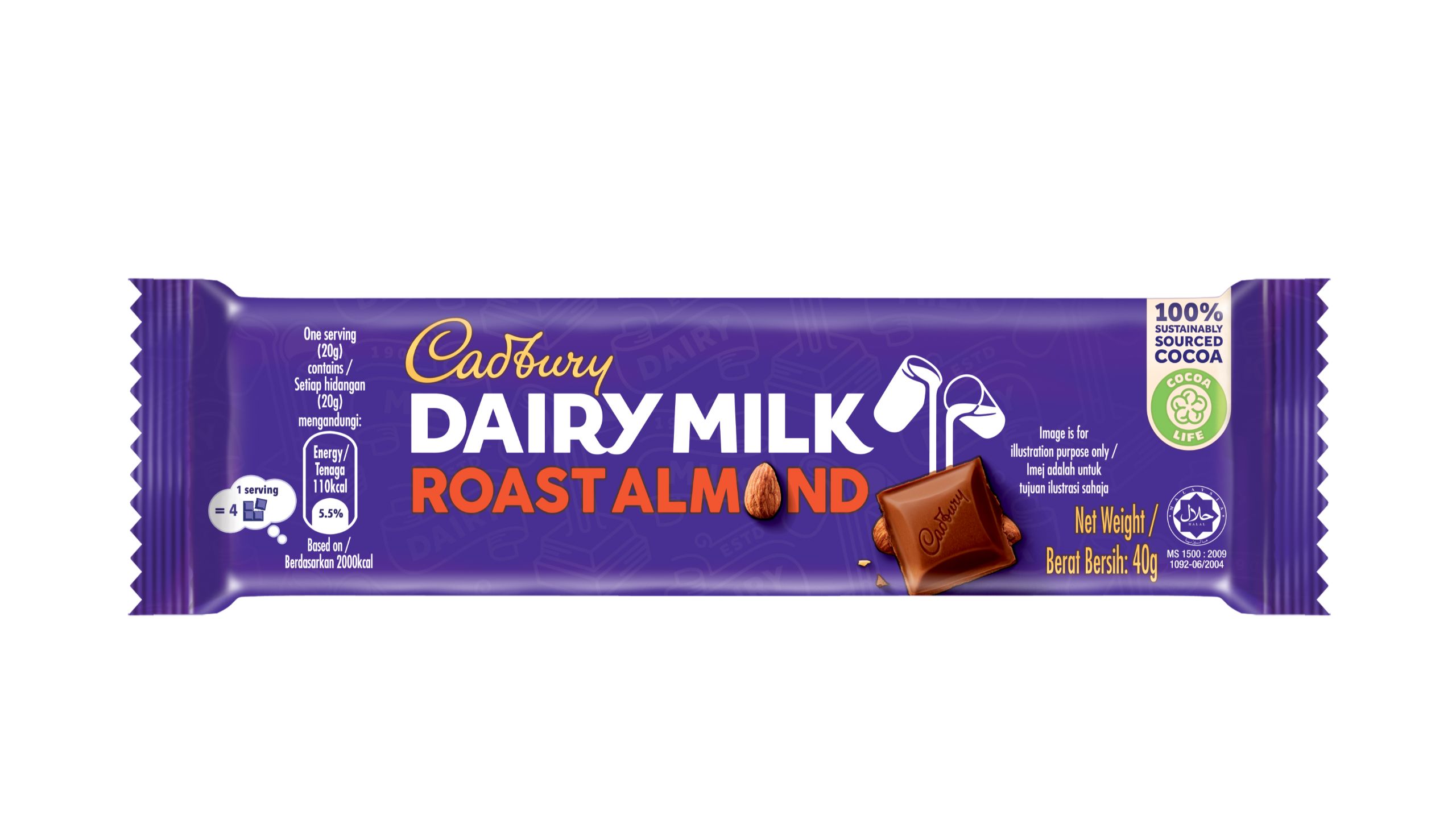Socola hạnh nhân Cadbury Dairy Milk Malaysia 37g