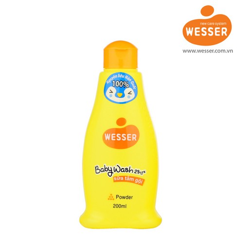Sữa tắm gội cho bé Wesser Baby Wash 2in1 hương phấn 200ml