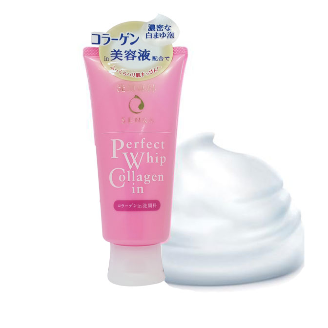 Sữa rửa mặt Senka Perfect collagen hồng 120g Nhật Bản