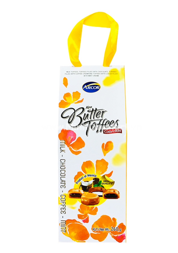 Kẹo bơ Butter Toffees nhân sữa, socola, cà phê, bạc hà Mexico 260g