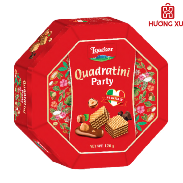 Bánh xốp Loacker Quadratini Party Ý 126g