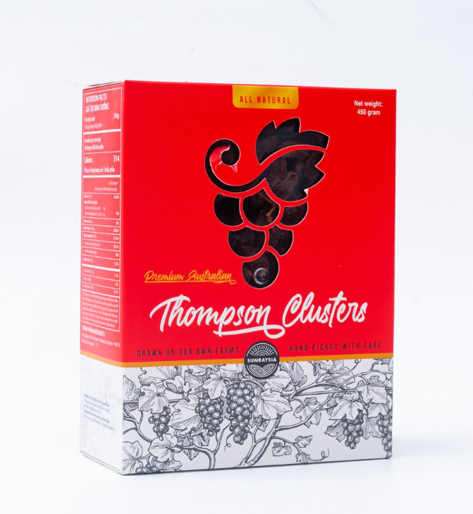 Nho khô nguyên cành Thompson Úc 450g