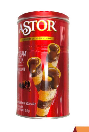 Bánh quế Astor Cream Stick nhân kem socola 330g