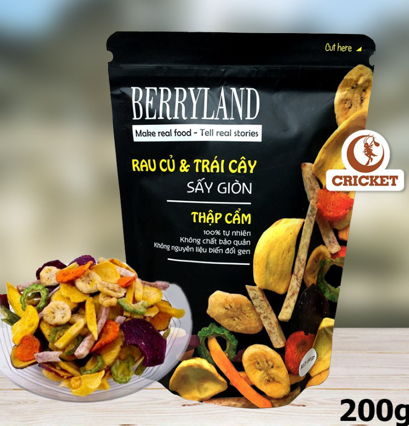 Rau củ và trái cây thập cẩm sấy giòn Berryland 200g