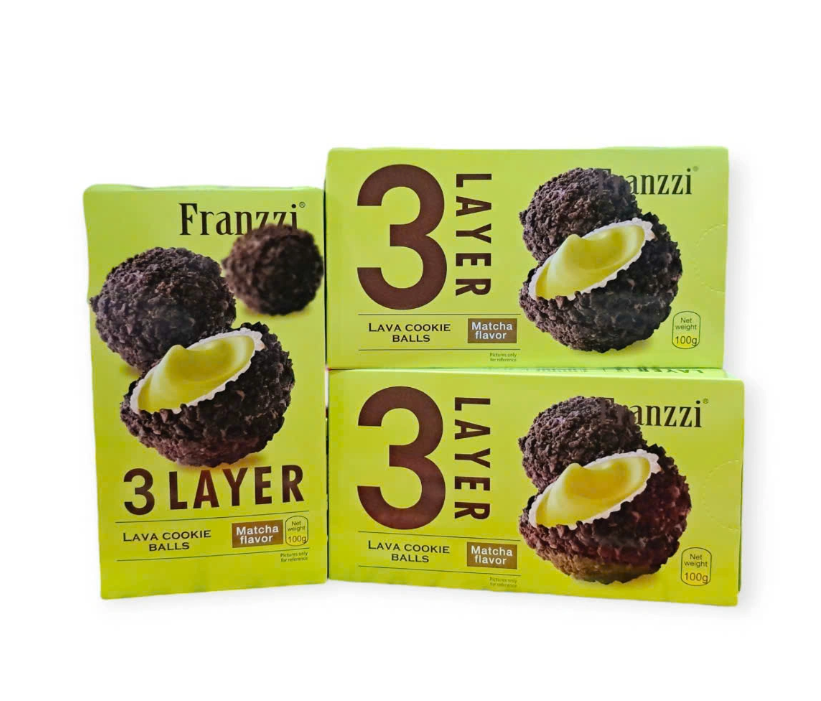 Bánh xốp nhân kem vị matcha phủ socola Franzzi 100g