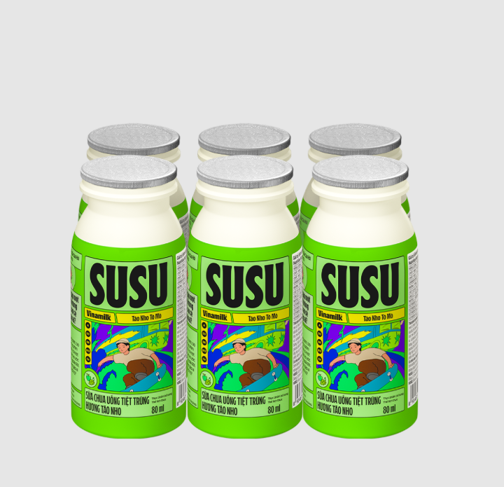 Sữa chua uống hương  táo nho Susu chai 80ml