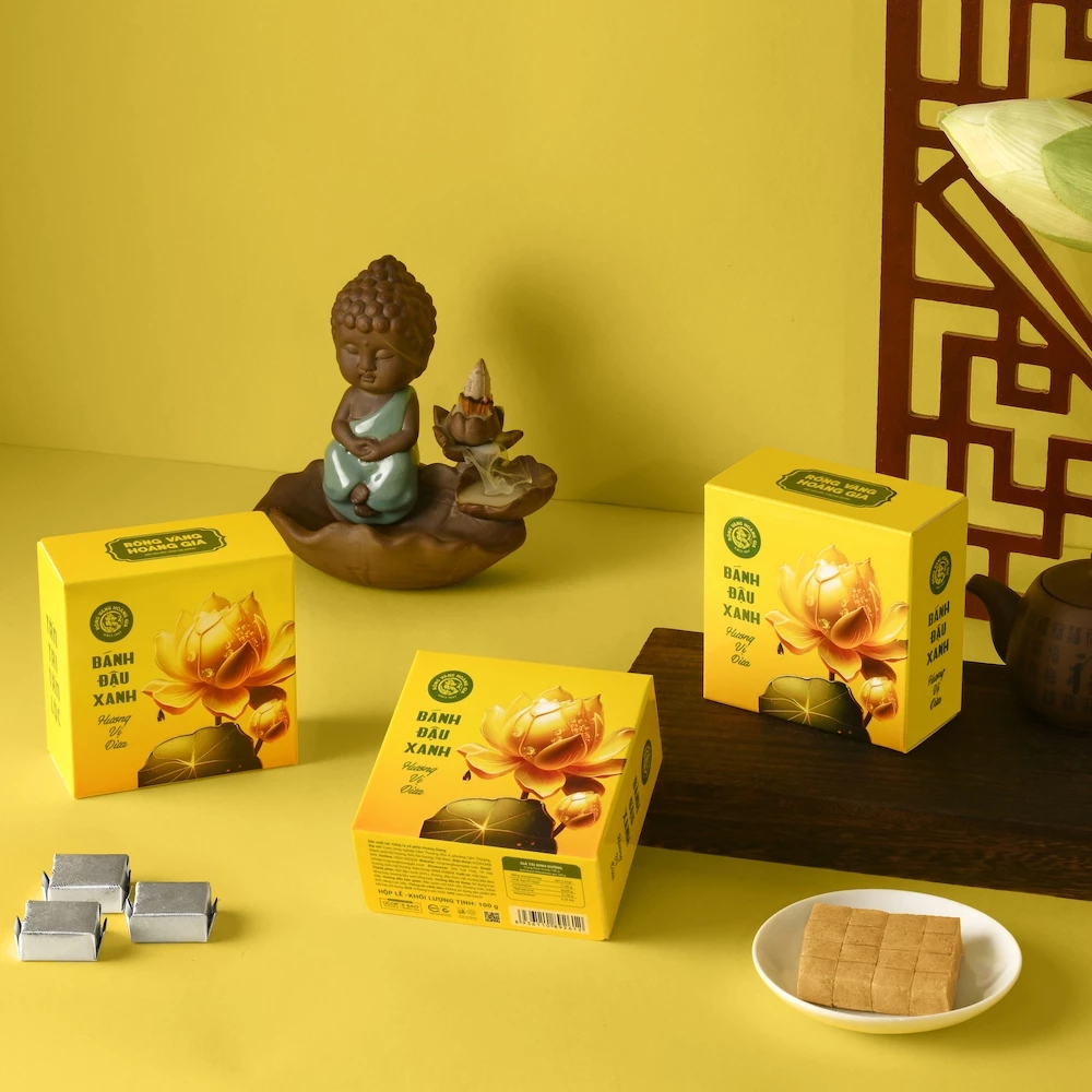 Bánh đậu xanh Rồng Vàng Hoàng Gia vị dừa lễ100g