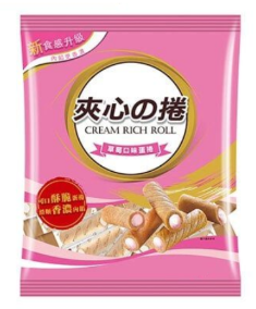 Bánh cuộn nhân kem vị dâu Want Want Cream Rich Roll Đài Loan 250g