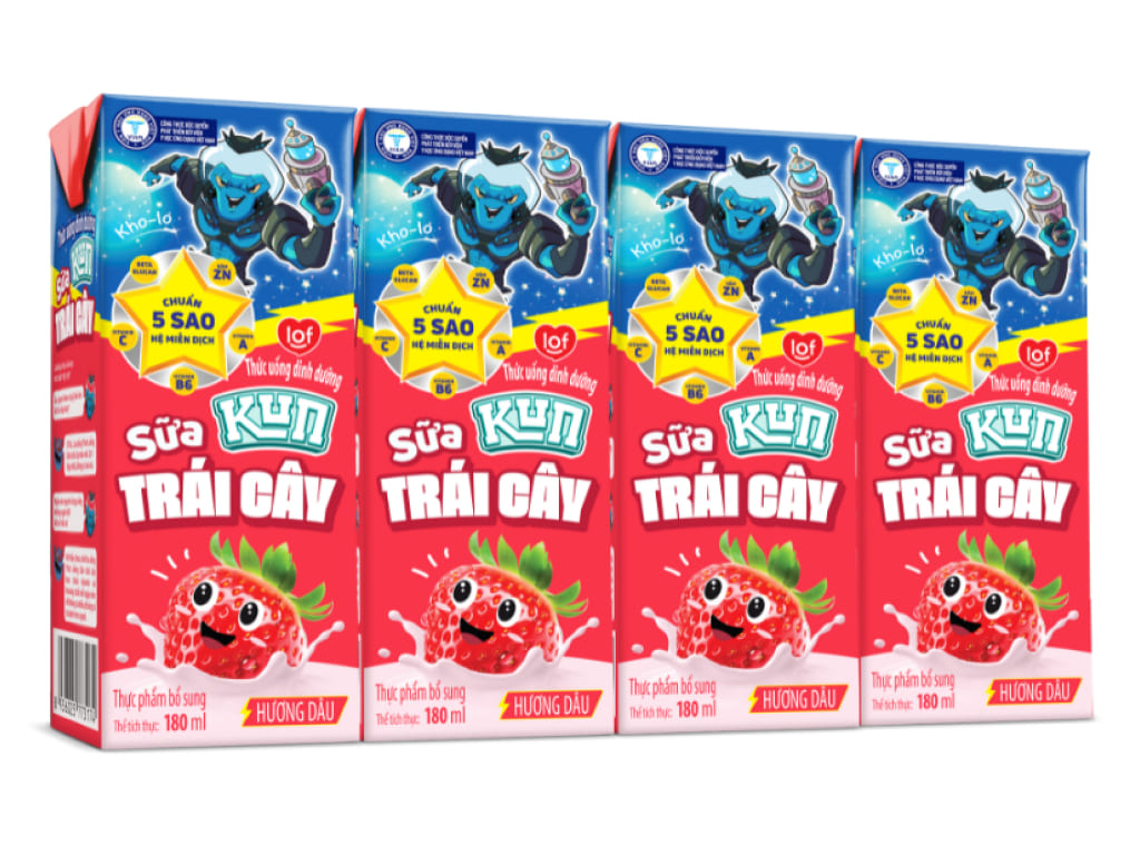 Sữa trái cây hương dâu Kun 180ml*48H