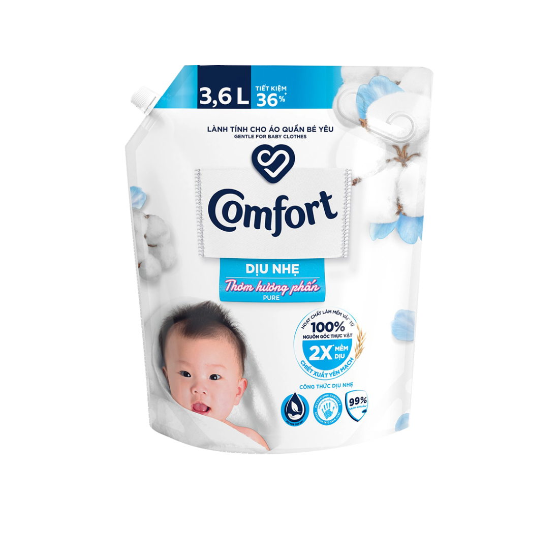 Nước Xả Comfort dịu nhẹ thơm hương phấn 3.6L
