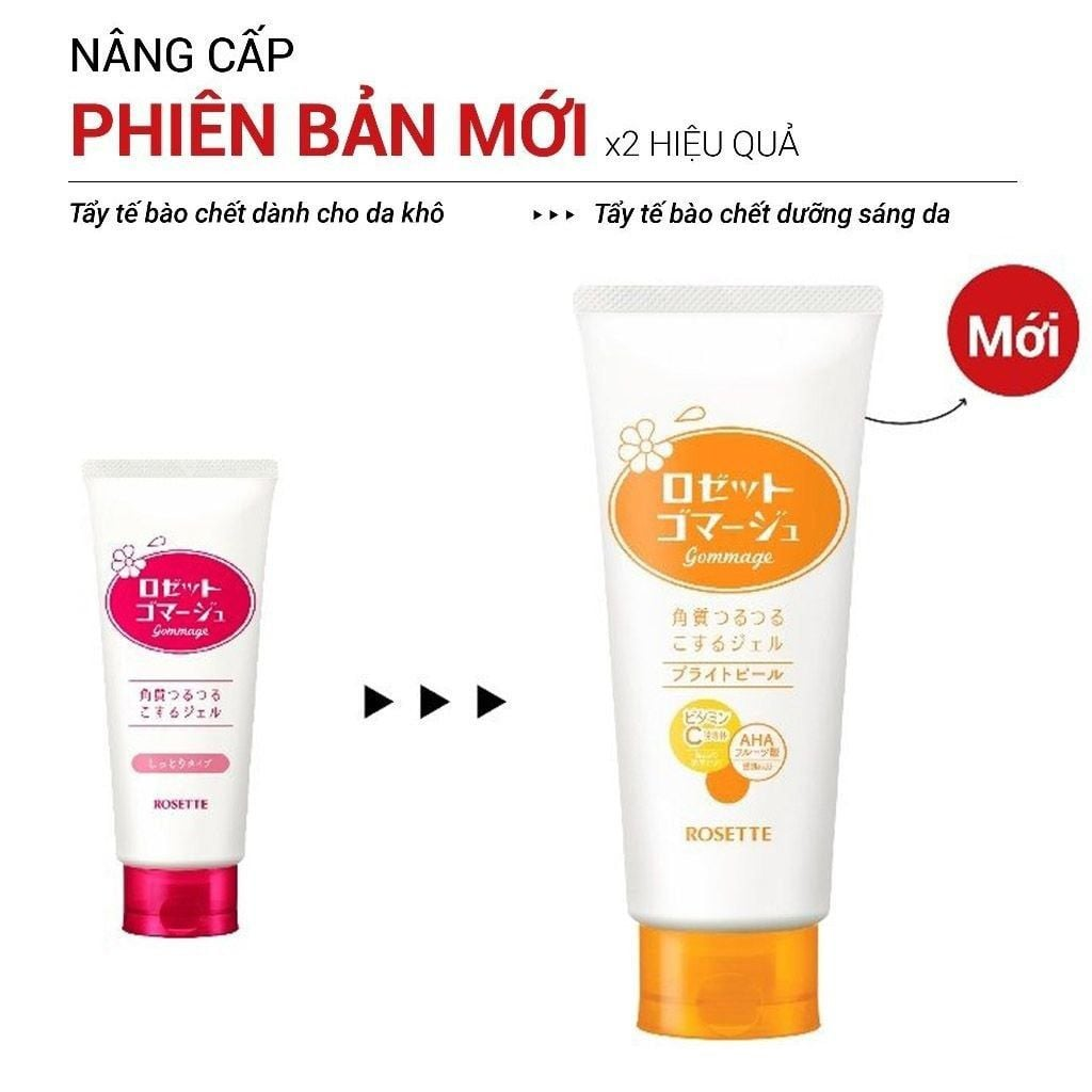 Gel tẩy tế bào chết mặt Rosette vitamin C dưỡng sáng da 120g Nhật Bản
