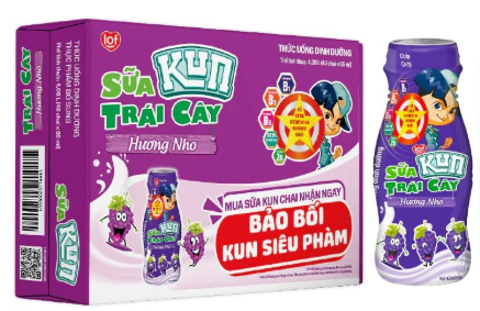 Sữa trái cây hương nho Kun chai 85ml*48