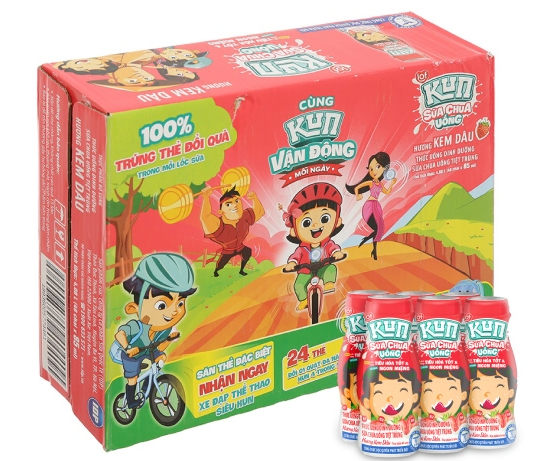 Sữa chua uống hương kem dâu Kun chai 90ml*48