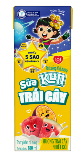 Sữa trái cây hương trái cây nhiệt đới Kun 180ml*48