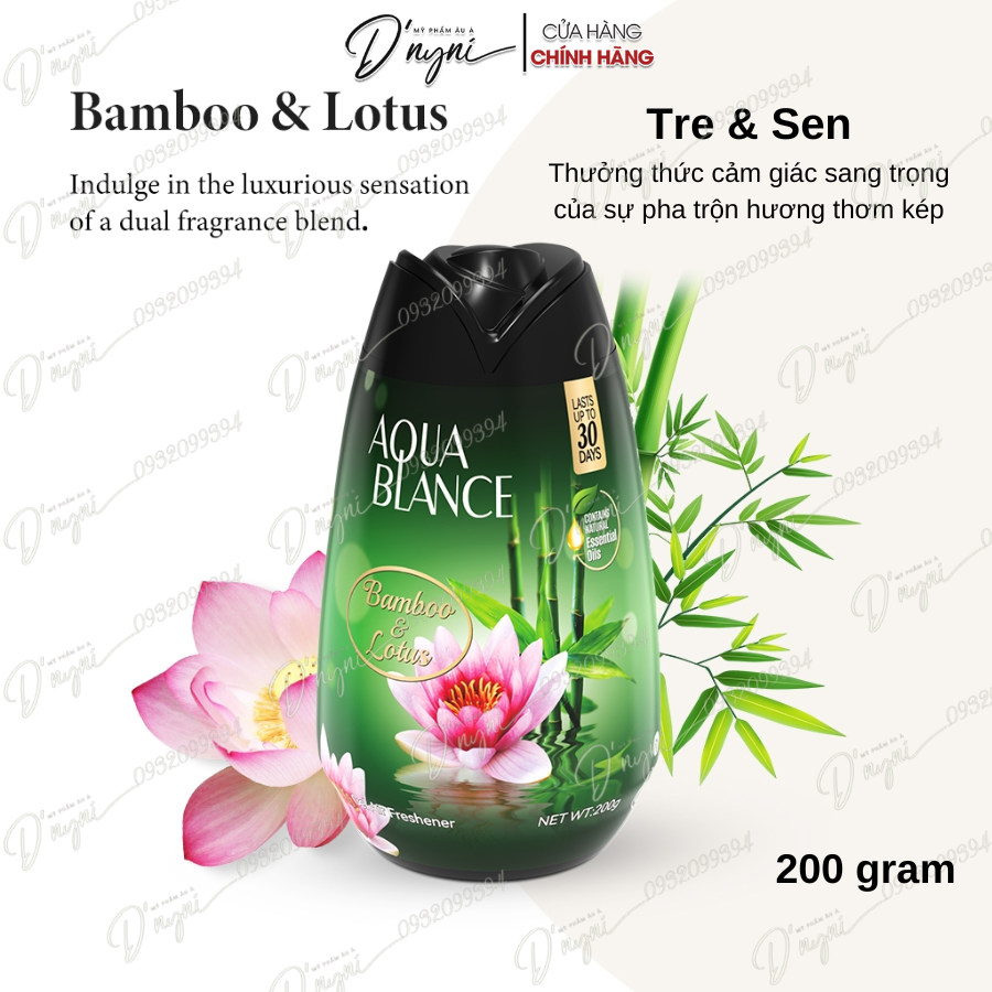 Sáp thơm khử mùi Aqua Blance hương tre và hoa sen Singapore 200g