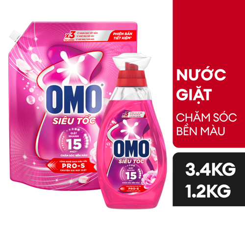 Nước giặt OMO siêu tốc chăm sóc bền màu 3,3L