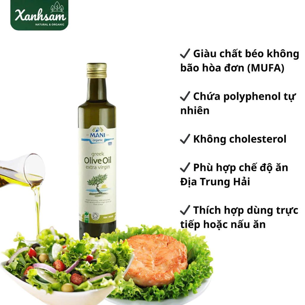 Dầu Extra Virgin Olive hữu cơ Hy Lạp 250ml
