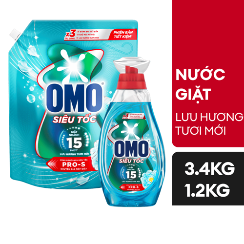 Nước giặt OMO siêu tốc lưu hương tươi mới 1.1L