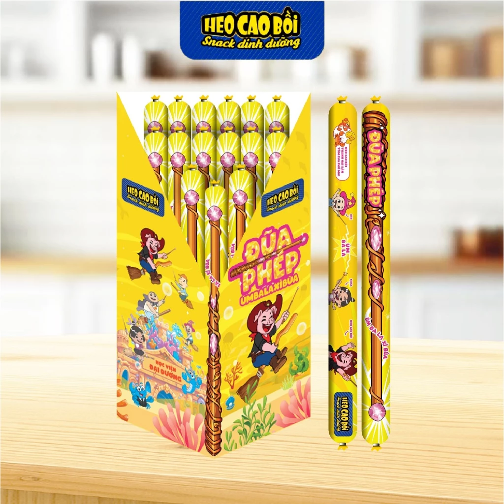 Xúc xích hải sản tôm cua phô mai đũa phép Heo cao bồi 32g*15 cây