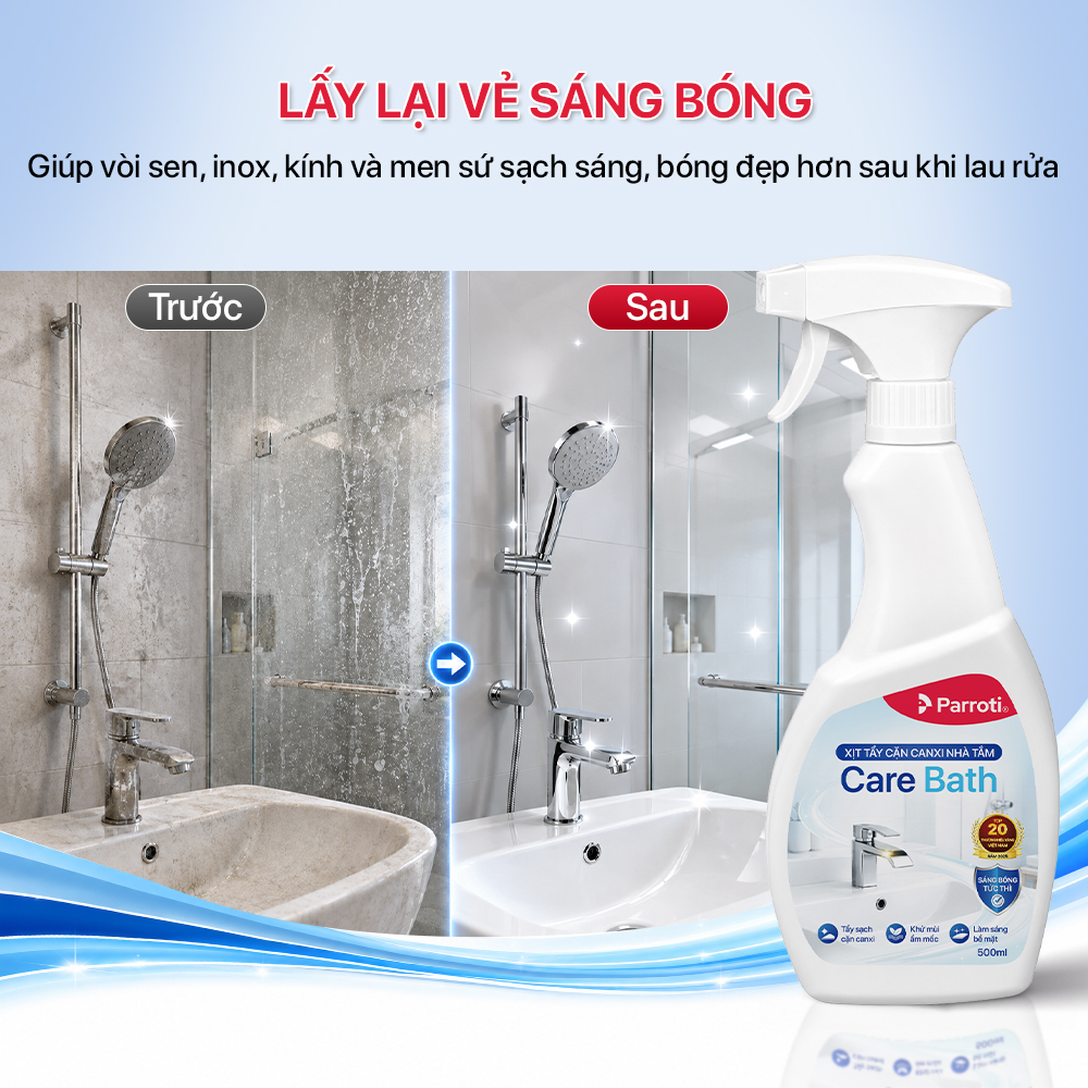 Chai xịt tẩy cặn canxi nhà tắm 500ml Parroti - CBFS0500