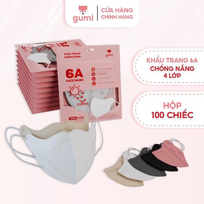 Khẩu trang chống nắng 6A Mask Gumi 4 lớp cao cấp