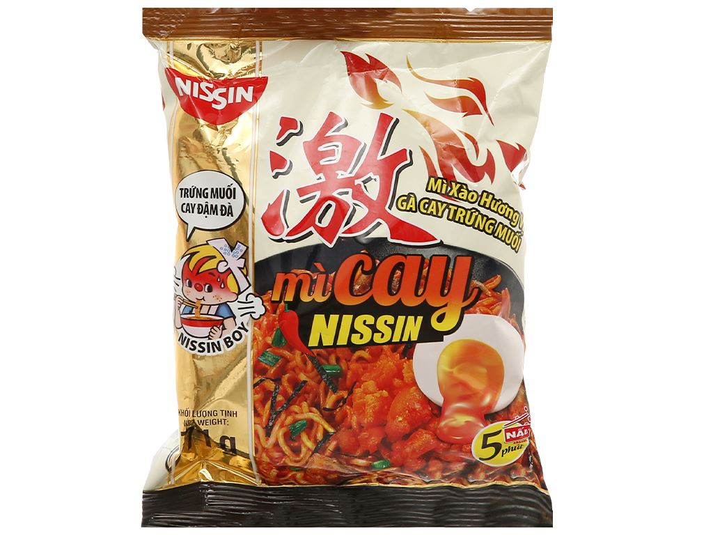 Mì xào Nissin hương vị gà cay trứng muối 71g