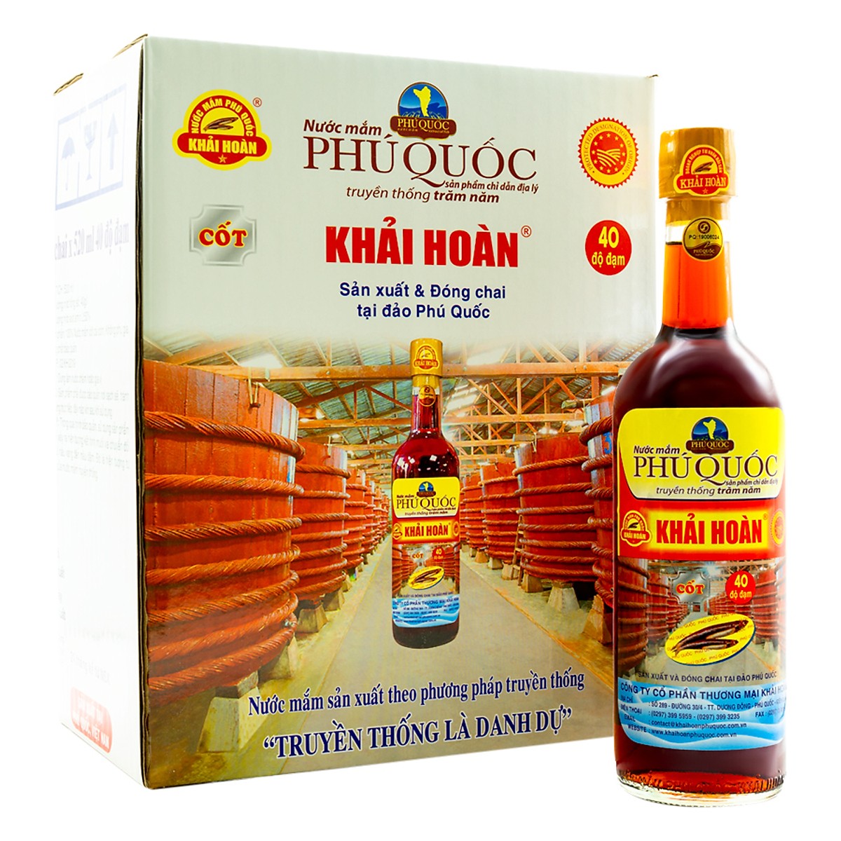 Nước mắm Phú Quốc Khải Hoàn 40 độ đạm 520ml